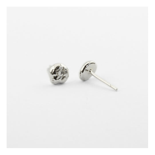 Mini Molten Nugget Studs Silver