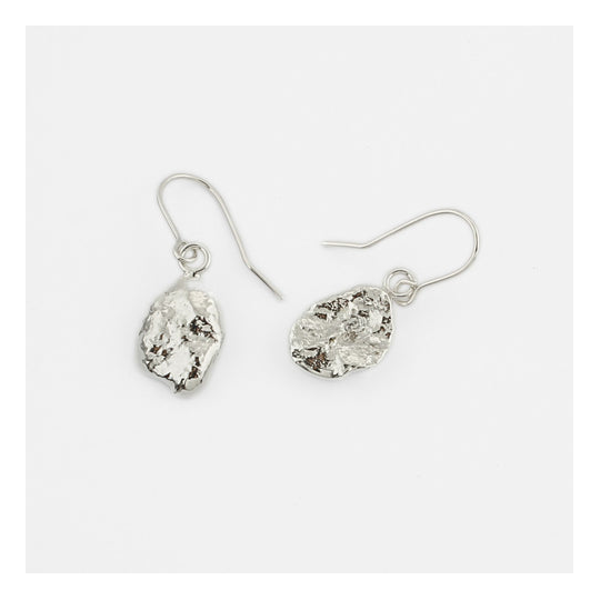 Molten Nugget Earrings Silver