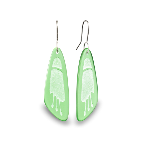 Glass Kowhai Flower Earrings Green