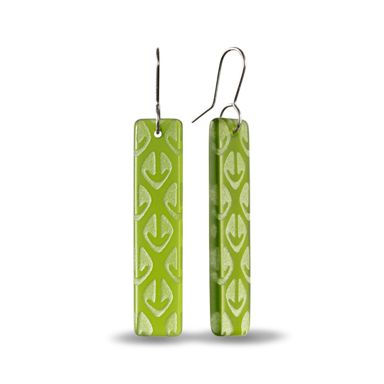 Glass Ponga Drop Earrings Green