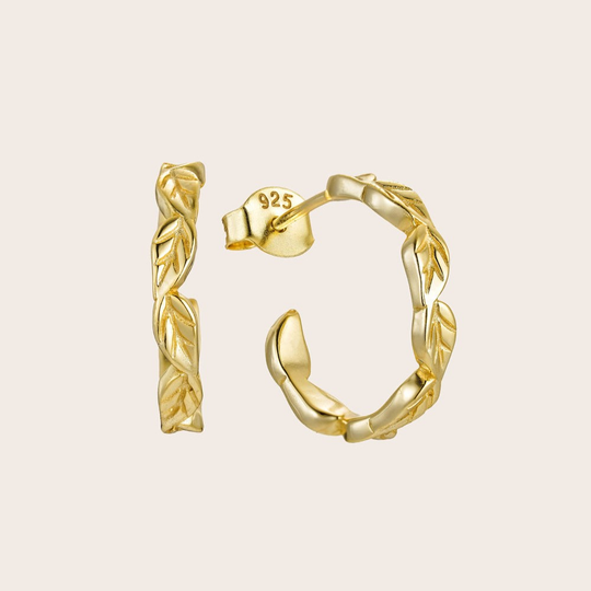 Connected Hoop Stud Earrings Gold Plate