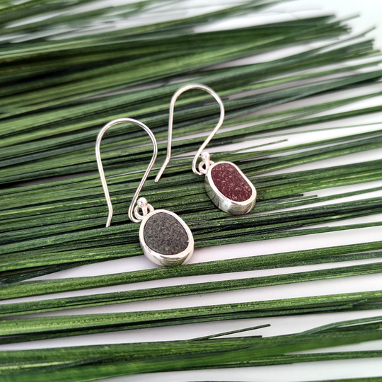 Orepuki Gemstone Beach Pebble Earrings Silver