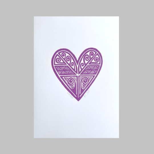 Aroha Wood Cut Print Purple