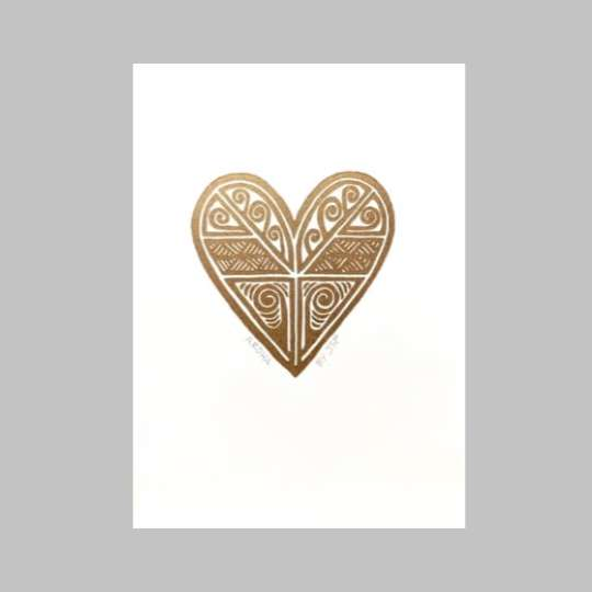 Aroha Wood Cut Print Gold