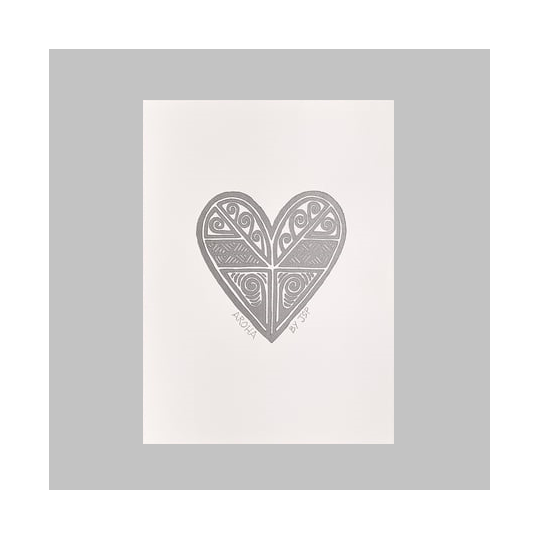 Aroha Wood Cut Print Silver