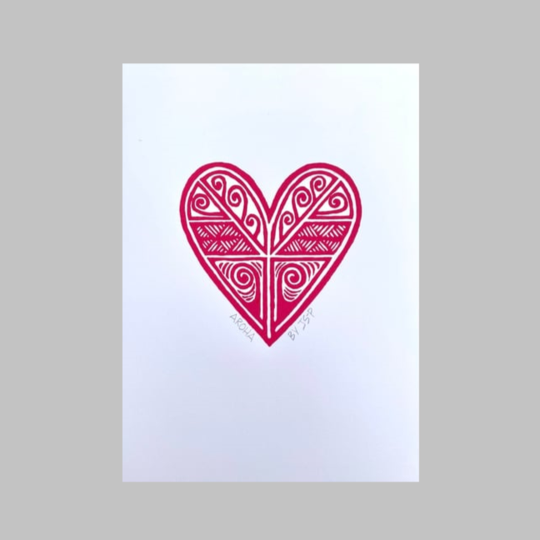 Aroha Wood Cut Print Red