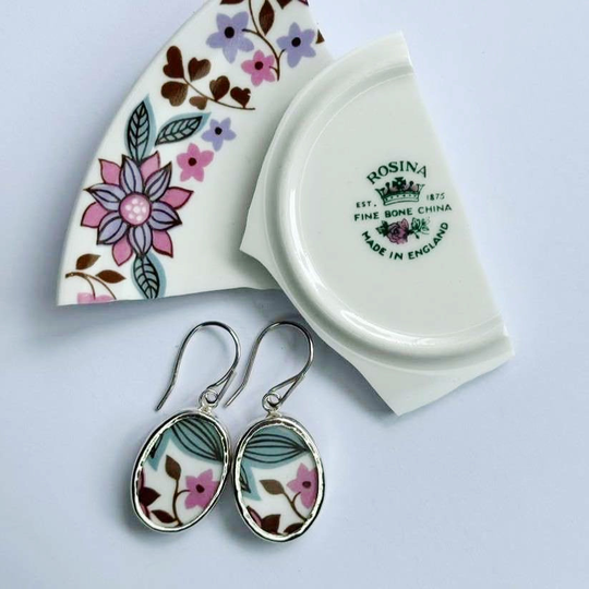 Rosina Oval Fine Bone China Earrings