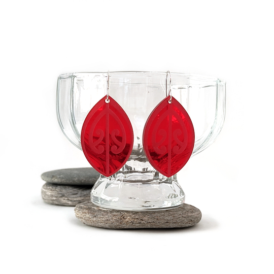 Acrylic Earrings Kowhai Red