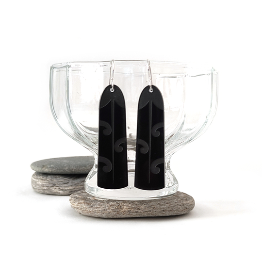 Acrylic Earrings Tui Black