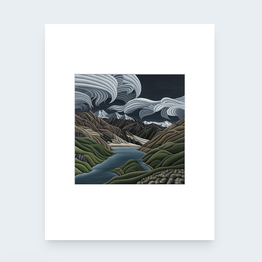 Matted Print Lake Luna