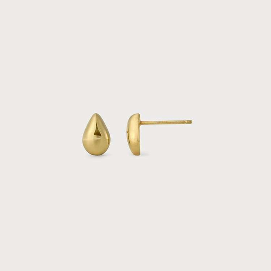 Mini Rain Stud Earrings Gold Plate