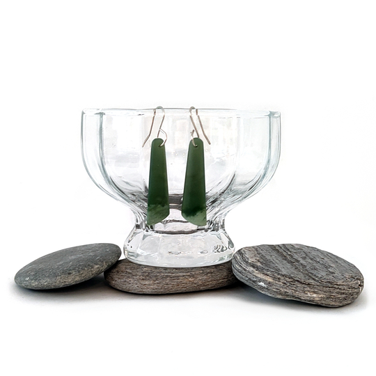 Pounamu Earrings Silver Hooks 