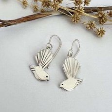 Piwakawaka Earrings Silver-jewellery-The Vault