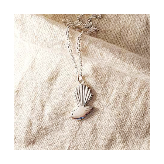 Petite Piwakawaka Necklace Silver