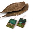Large Rectangle Earrings Brass Patina