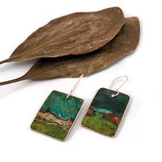 Large Rectangle Earrings Brass Patina-jewellery-The Vault