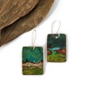 Large Rectangle Earrings Brass Patina