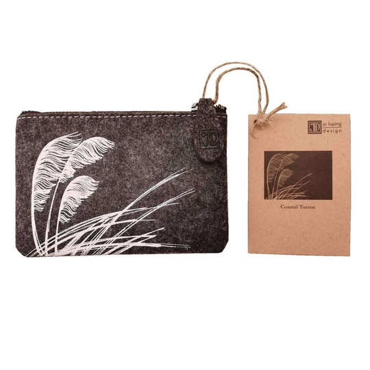 Eco Felt Purse Coastal Toetoe White on Grey