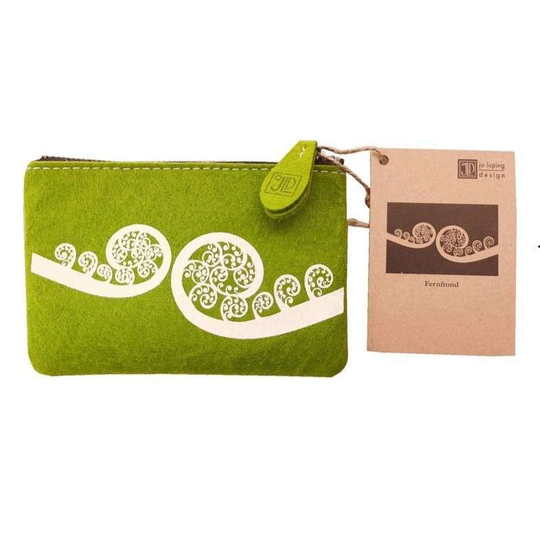 Eco Felt Purse Fernfrond White on Green