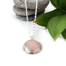 Rose Quartz Round Cut Out Edge Pendant