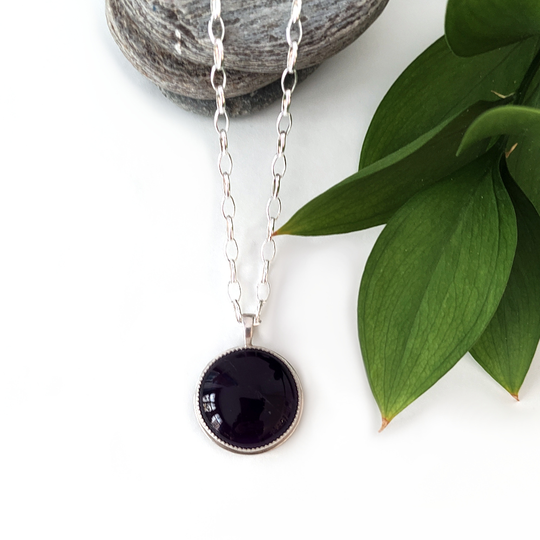 Amethyst Round Cut Out Back Pendant