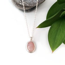 Rose Quartz Oval Heart Cut Out Pendant-jewellery-The Vault