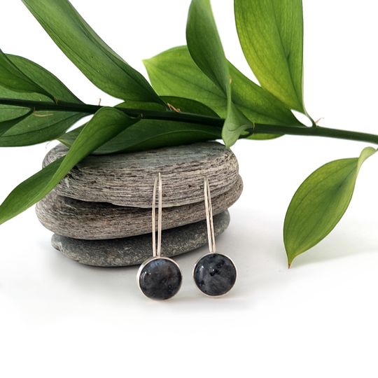 Labradorite Round Long Dangle Earrings