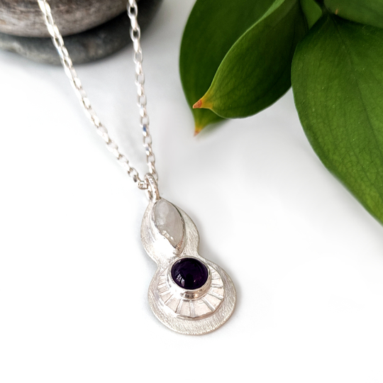 Moonstone Amethyst Duo Pendant