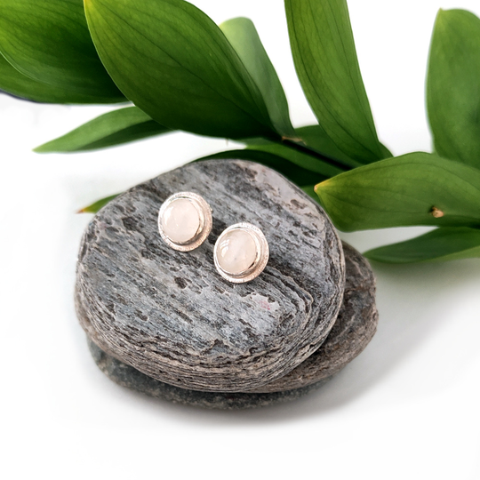 Moonstone Medium Round Studs Textured