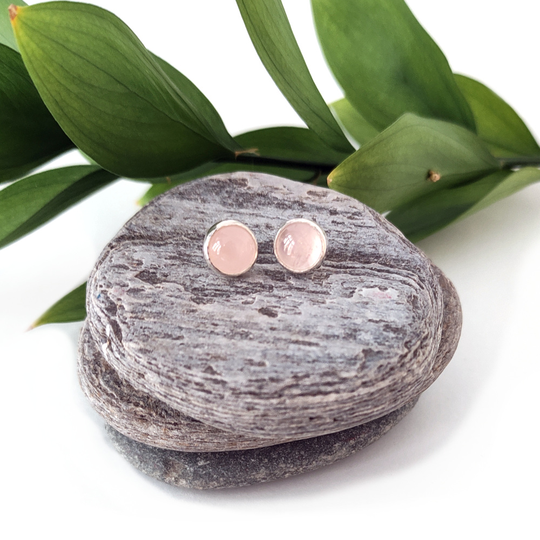 Rose Quartz Small Round Studs