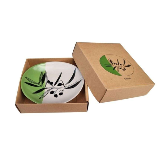 Olive Dippled Green on White 10cm Bowl