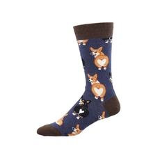 Men's Socks Corgi Butt Blue Heather-artists-and-brands-The Vault
