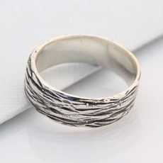 Bark Ring Silver -jewellery-The Vault