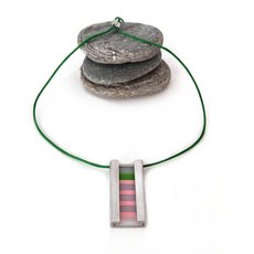 Pink Opal Bright Green Acrylic Aluminium Pendant-jewellery-The Vault