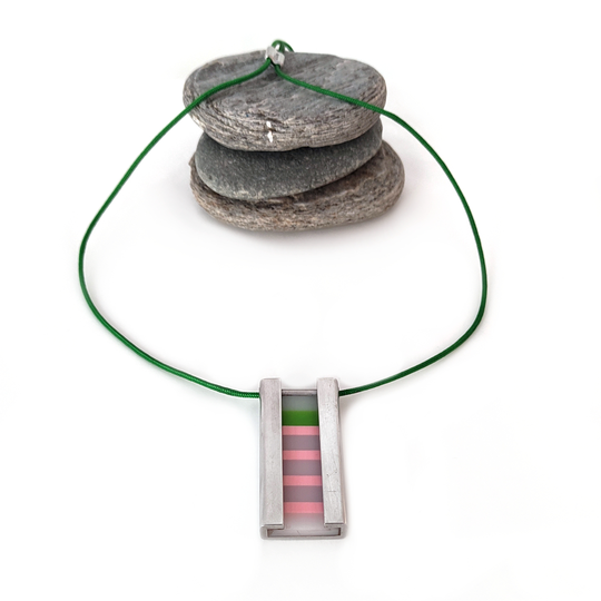 Pink Opal Bright Green Acrylic Aluminium Pendant