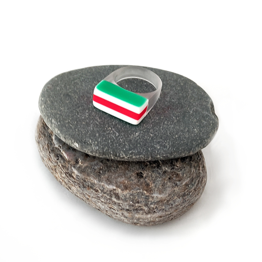 Clear Green red White Acrylic Ring