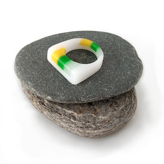 Opal Clear Bright Green Yellow Acrylic Ring