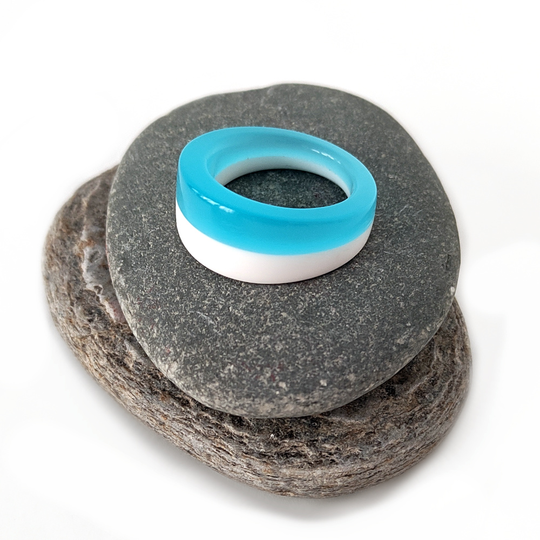 Pale Blue White Acrylic Ring