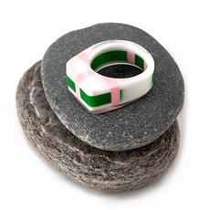 Clear Pink Bright Green Acrylic Ring-jewellery-The Vault