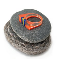 Orange Clear Blue Yellow Acrylic Ring-jewellery-The Vault