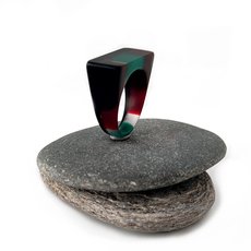 Black Clear Green Red Oxide Acrylic Ring-jewellery-The Vault