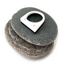 White Black Translucent Blue Rivoted Ring