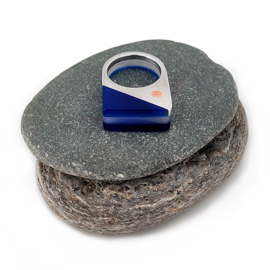 Bright Orange White Clear Acrylic Rivoted Ring