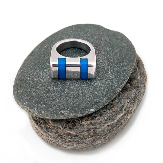 Bright Blue Acrylic Thick Aluminium Ring