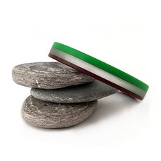 Red Oxide Bright Green Clear Acrylic 3 Strip Bangle-jewellery-The Vault