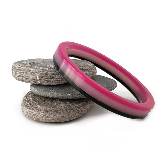 Black Opal Rose Acrylic 3 Strip Bangle