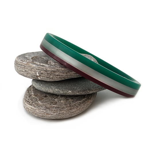 Green Clear Red Oxide Acrylic 3 Strip Bangle
