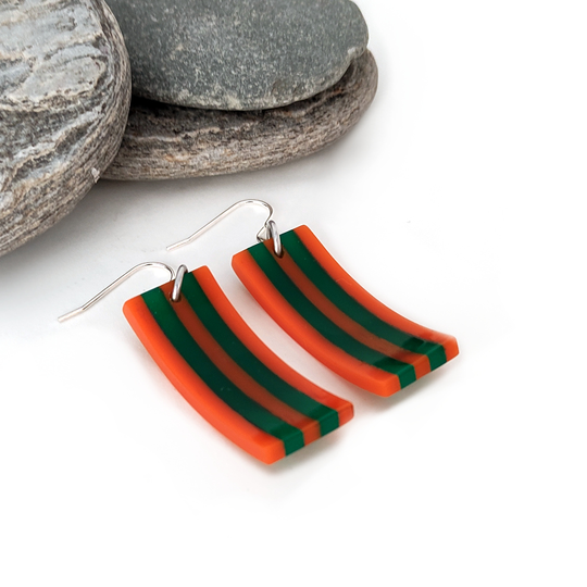 Orange Green Acrylic Earrings