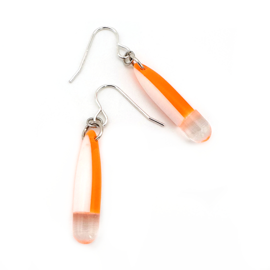 Bright Orange White Clear Acrylic Earrings