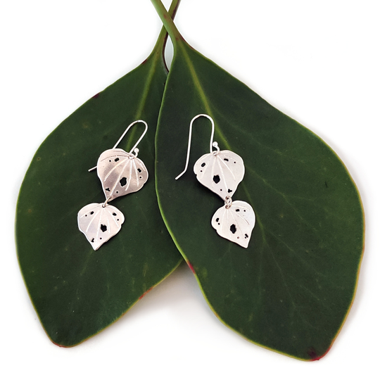 Small Kawakawa Double Dangles Earrings with Silver